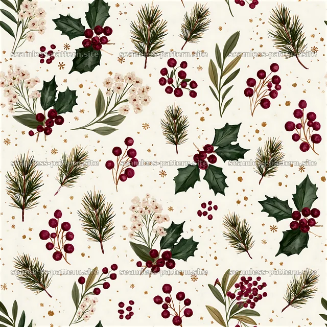 Floral and botanical seamless pattern for holiday fabric designs — seamless tileable pattern