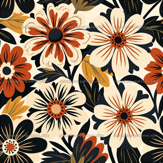 Bohemian flower seamless pattern with vibrant floral elements — seamless tileable pattern