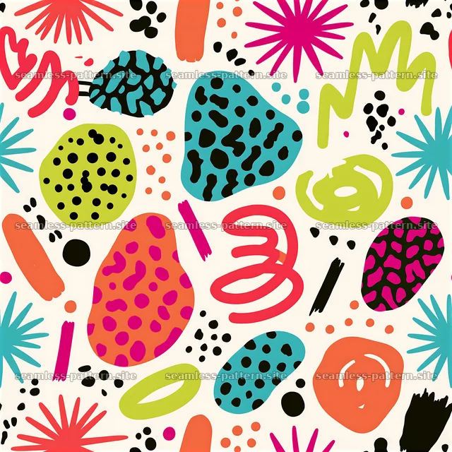 Colorful abstract seamless pattern with various shapes and designs — seamless tileable pattern