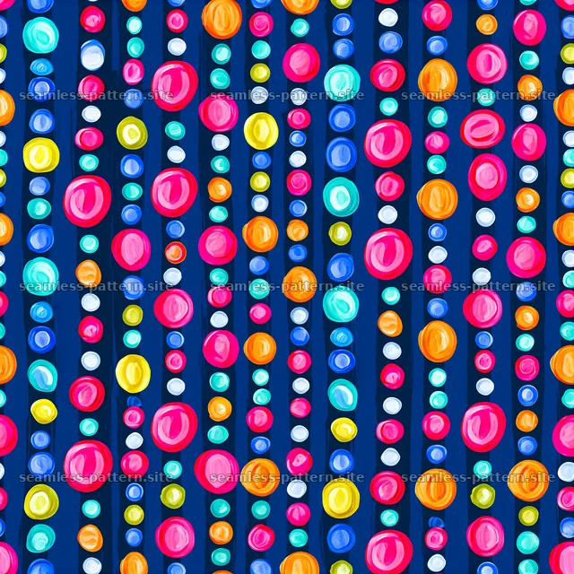 Colorful dots arranged in vertical lines for fabric design — seamless tileable pattern