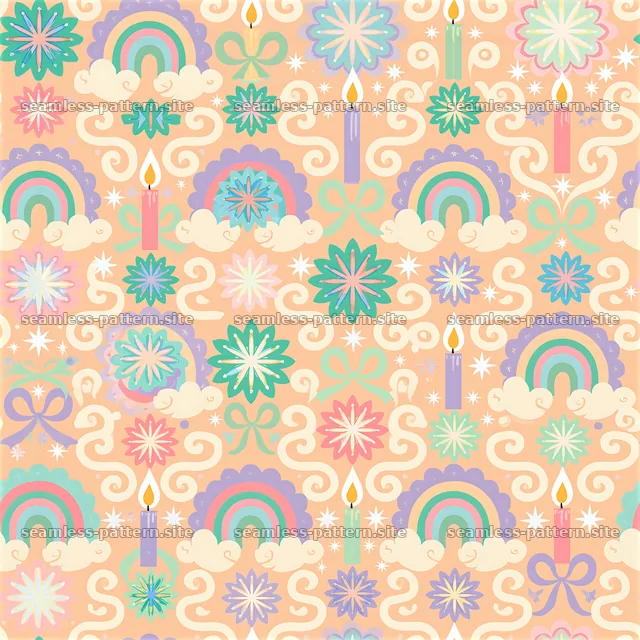 Birthday rainbow pastel seamless pattern for joyful celebrations — seamless tileable pattern