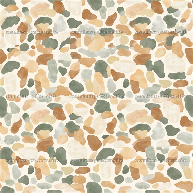 Repeat desert camouflage pattern with earth tones and abstract shapes — seamless tileable pattern