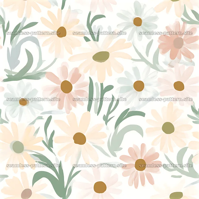 Floral seamless pattern with daisies and soft colors for kids — seamless tileable pattern