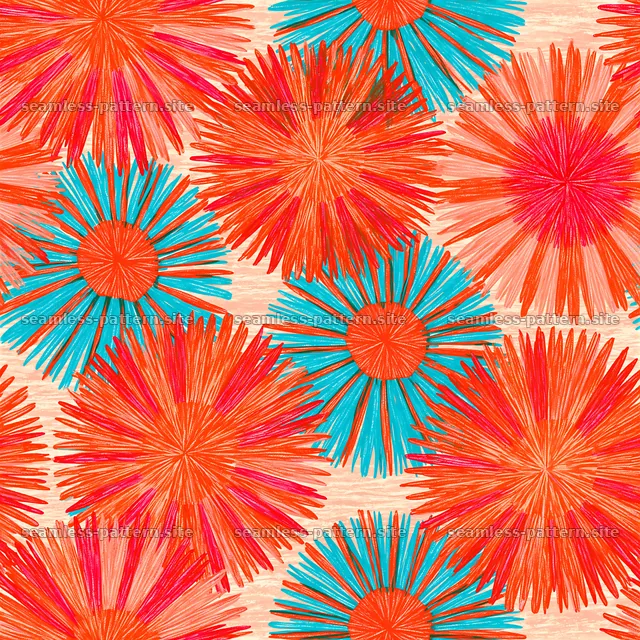 Vibrant sun shapes seamless pattern with colorful designs — seamless tileable pattern