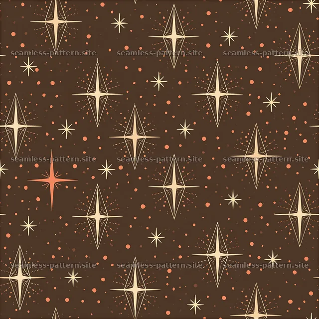 Pattern of stars and dots on a brown background for design use — seamless tileable pattern