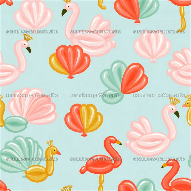 Colorful seamless pattern with flamingos and seashells — seamless tileable pattern
