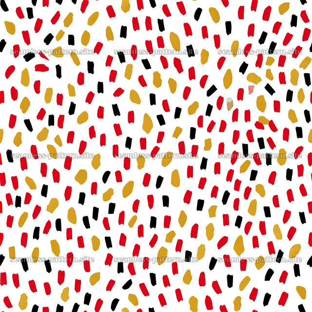 Vibrant confetti pattern in black, red, and gold for design use — seamless tileable pattern