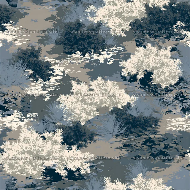 Seamless camouflage pattern for hiking apparel with shrubs and foliage — seamless tileable pattern