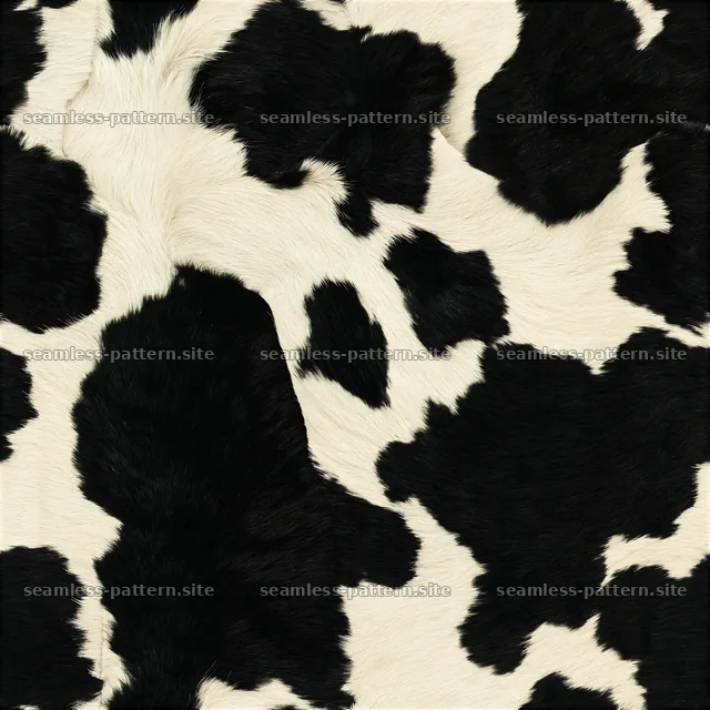 Seamless cream and black cowhide repeat pattern with varied patches — seamless tileable pattern