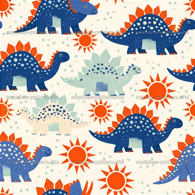 Cute dinosaur seamless pattern with colorful elements on light background — seamless tileable pattern