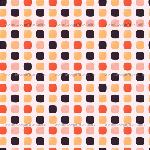 Retro Rounded Checker Pattern in Black, Red and Gold — seamless tileable pattern