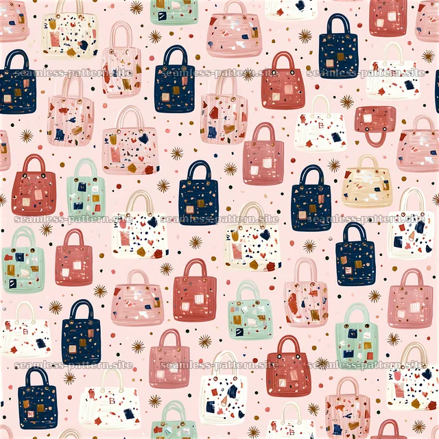 Colorful tote bags seamless pattern for fabric and wallpaper designs — seamless tileable pattern