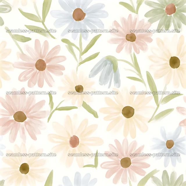 Cute floral seamless pattern in soft pastel colors — seamless tileable pattern