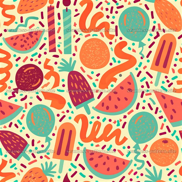 Colorful and playful seamless pattern with birthday elements — seamless tileable pattern