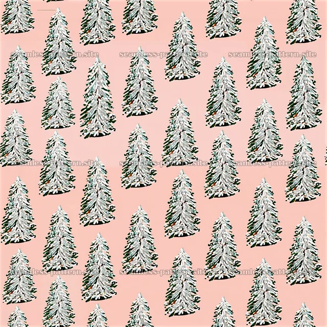 Silver Christmas tree seamless pattern on pink background — seamless tileable pattern