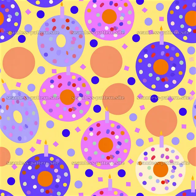 Birthday Pastel Seamless Pattern with Colorful Donuts — seamless tileable pattern