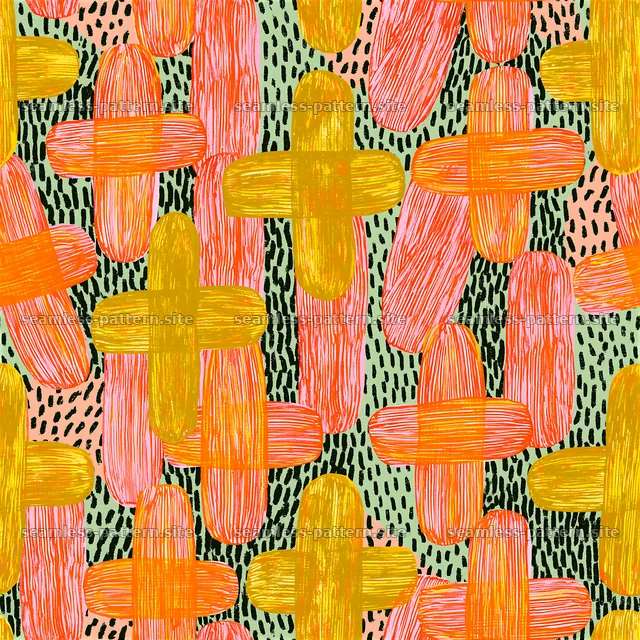 Colorful distressed cross seamless pattern with brush strokes — seamless tileable pattern