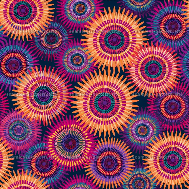 Colorful abstract sunbursts seamless pattern for fabric or wallpaper — seamless tileable pattern