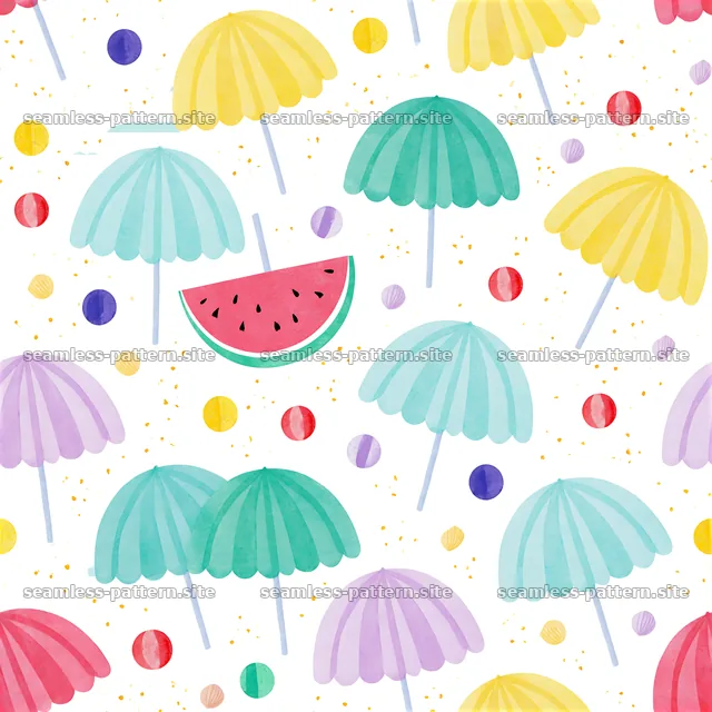 Colorful beach umbrellas tileable pattern for summer fun and leisure — seamless tileable pattern