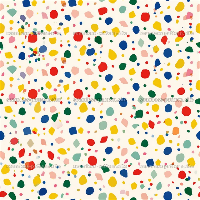 Colorful confetti pattern in various shapes on a light background — seamless tileable pattern