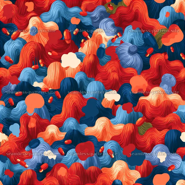 Colorful Abstract Wavy Floral Seamless Pattern — seamless tileable pattern