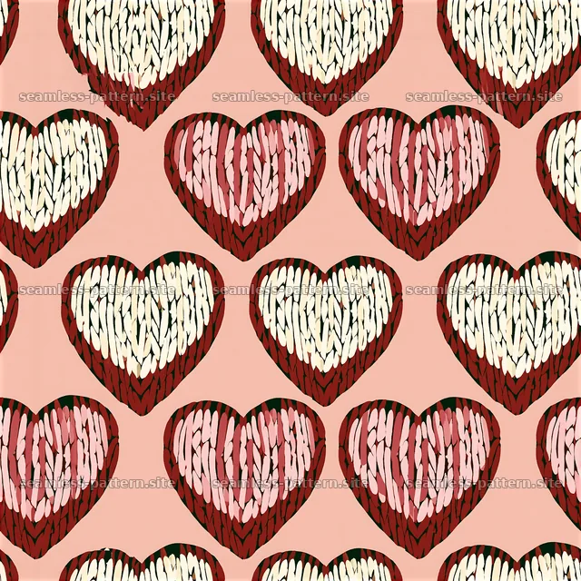 Knitted Heart Seamless Pattern in Pink and Red — seamless tileable pattern