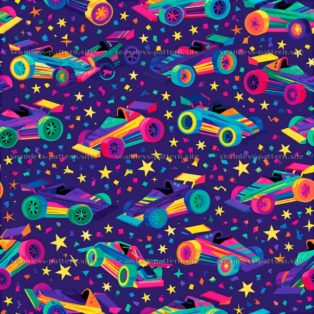 Colorful Race Car Seamless Pattern for Kids — seamless tileable pattern