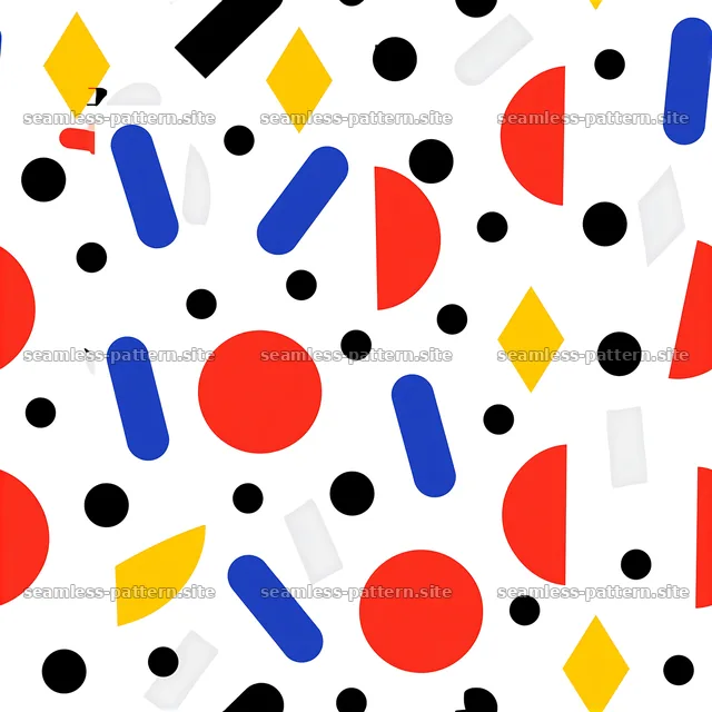 Funky confetti seamless pattern with geometric shapes in bright colors — seamless tileable pattern