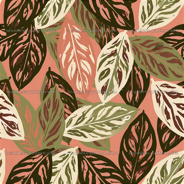 Seamless coffee minimalist pattern with green and brown leaves — seamless tileable pattern