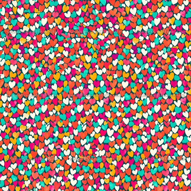 Colorful hearts in a seamless pattern for creative designs — seamless tileable pattern