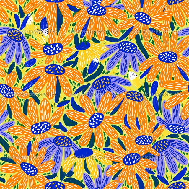 Colorful Daisy Seamless Floral Pattern — seamless tileable pattern