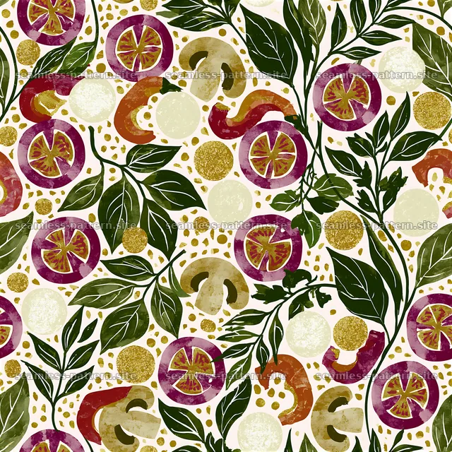 Colorful seamless pattern with vegetables and herbs for design — seamless tileable pattern