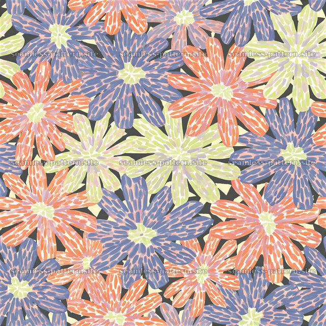 Colorful floral seamless pattern with various floral designs — seamless tileable pattern