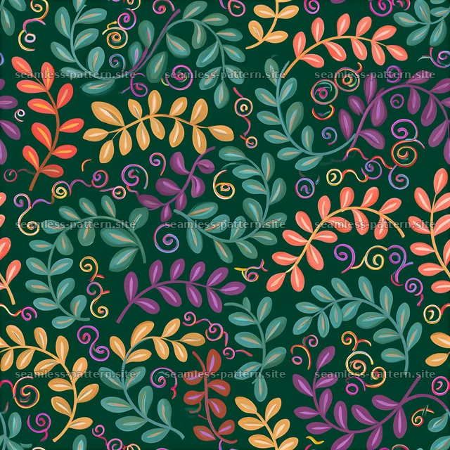 Colorful seamless pattern of abstract vines and leaves — seamless tileable pattern