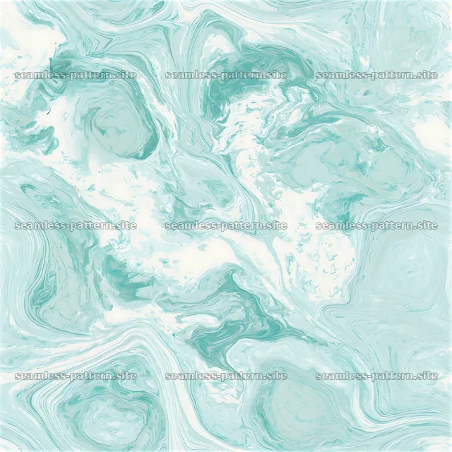 Digital marble seamless pattern with swirls of mint and white colors — seamless tileable pattern