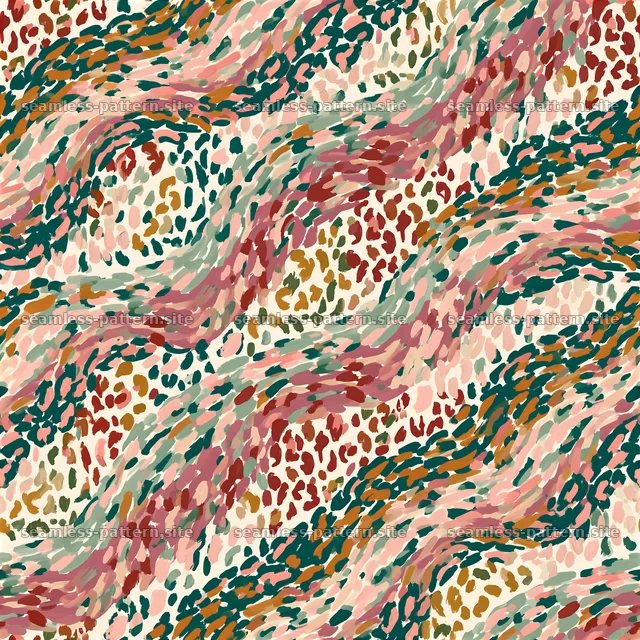 Colorful leopard seamless pattern with wavy abstract design — seamless tileable pattern