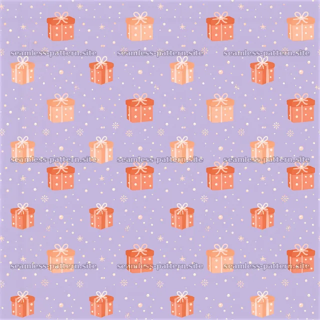 Colorful gift boxes on a purple background design — seamless tileable pattern