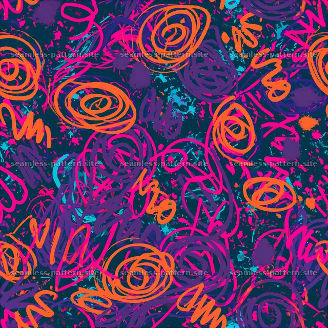 Funky Scribble Seamless Pattern in Neon Colors — seamless tileable pattern
