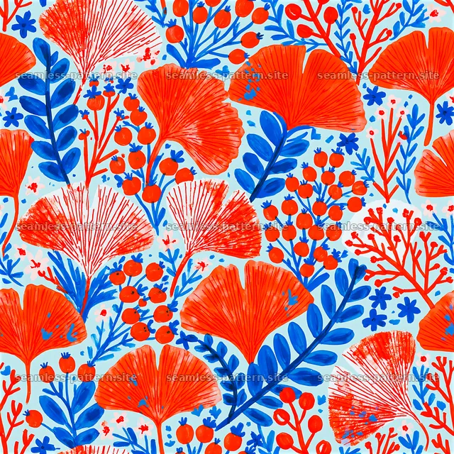 Colorful botanical floral and berry seamless pattern — seamless tileable pattern