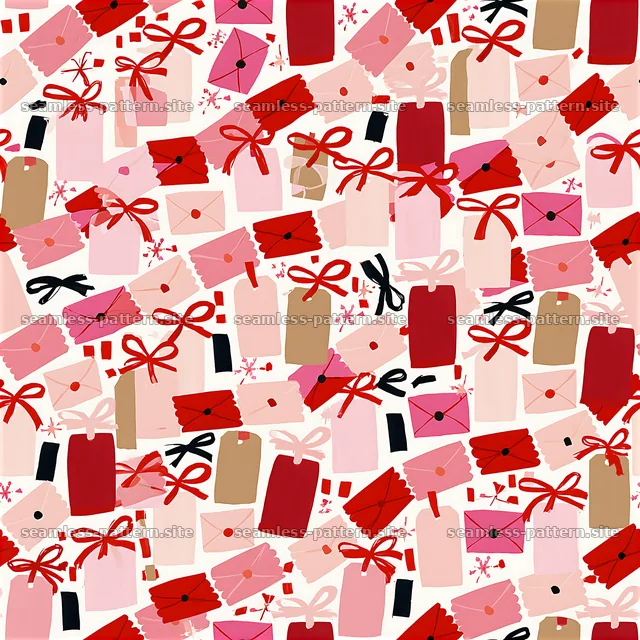 Birthday stationery repeat pattern with envelopes and gifts — seamless tileable pattern