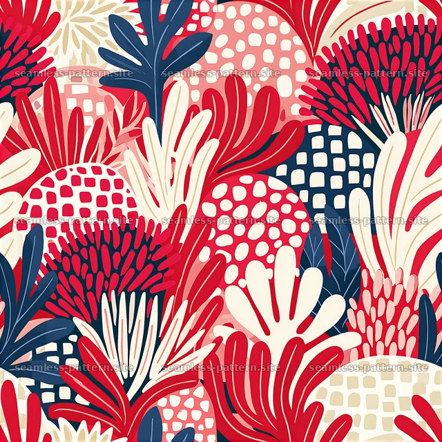 Colorful floral seamless pattern with bold shapes and textures — seamless tileable pattern