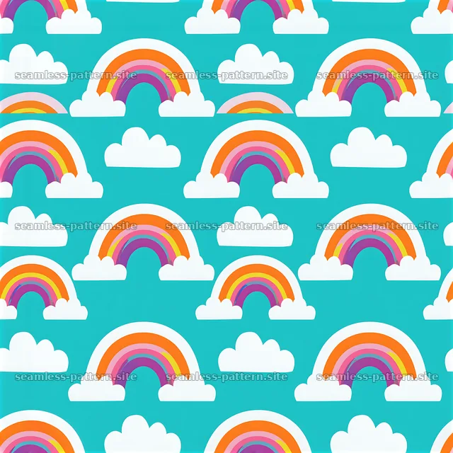 Cute rainbows and clouds seamless pattern for cheerful designs — seamless tileable pattern
