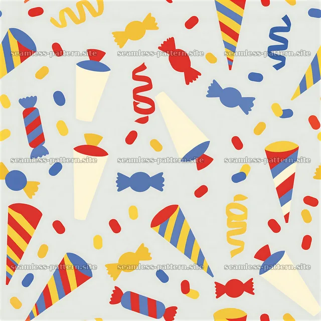Colorful party favors seamless pattern for festive designs — seamless tileable pattern