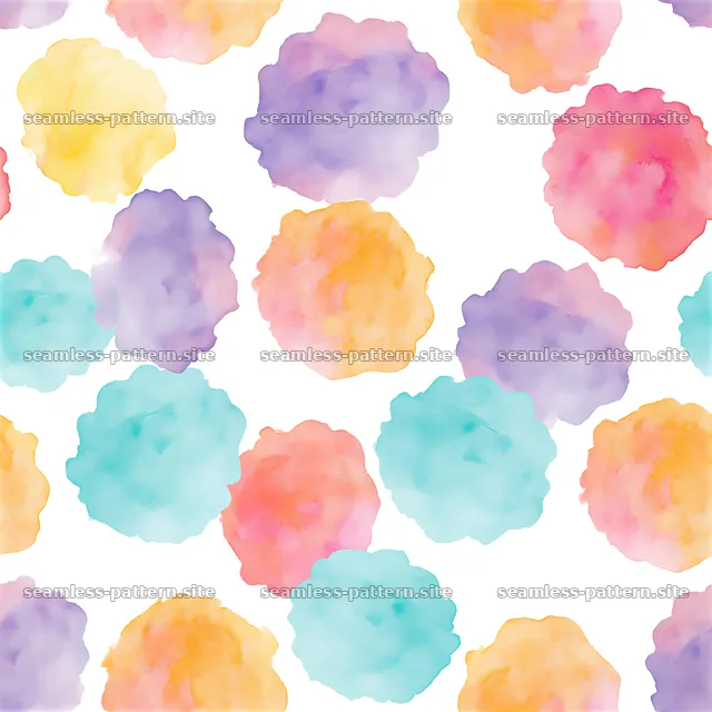 Bright watercolor blotches seamless pattern in vivid colors on white — seamless tileable pattern