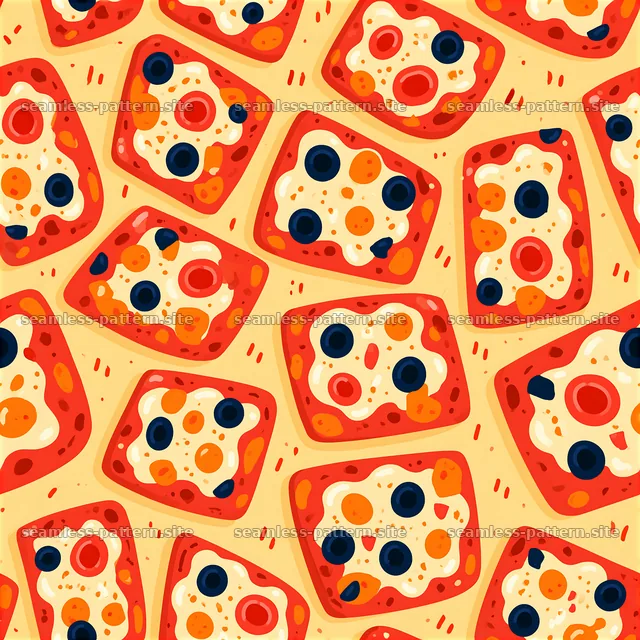Colorful pizza slices in a seamless pattern for fun designs — seamless tileable pattern