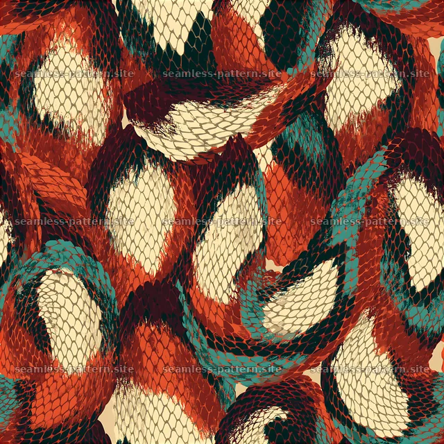 Seamless bohemian snake skin repeat pattern in earthy tones — seamless tileable pattern