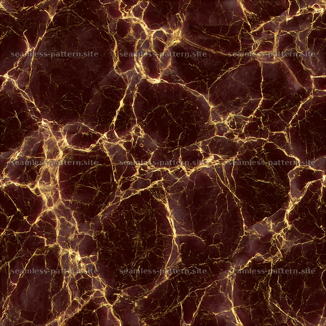 Seamless fine gold veined marble pattern with dark red background — seamless tileable pattern