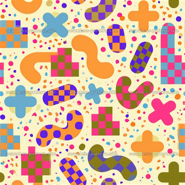 Funky Colorful Abstract Shapes Seamless Pattern — seamless tileable pattern