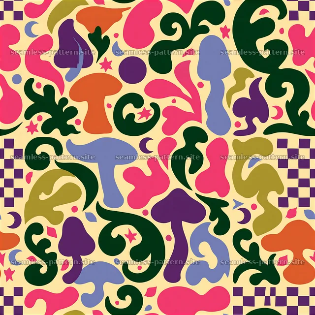 Funky maximalist seamless pattern with colorful organic shapes and forms — seamless tileable pattern