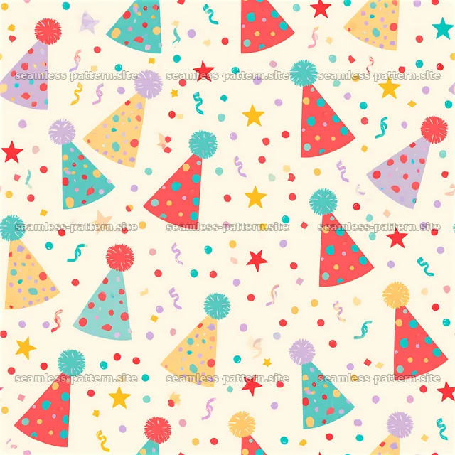 Birthday party hats seamless pattern for festive celebrations — seamless tileable pattern